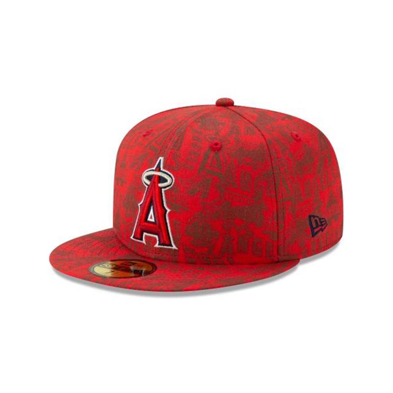 MLB Los Angeles Angels Sketched 59Fifty Fitted (IOF5576) - Red New Era Caps